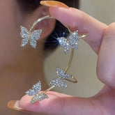 Dazzling Diamond Butterfly Clip-On Earrings for Effortless Glamour