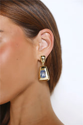 Ocean-Inspired Dangle Earrings with Blue Gemstone for Elegant Evenings