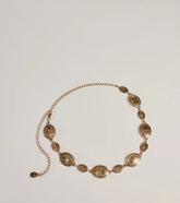 Oval Concho Chain Belt with Etched Detailing for Boho Style