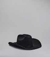 Faux Suede Cowboy Hat with Whipstitch Trim for Effortless Country Style