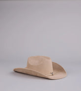 Faux Suede Cowboy Hat with Bull Accent Band for Festival Style