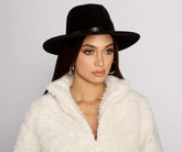 Faux Wool Panama Hat with Chic Leather Belt Detail