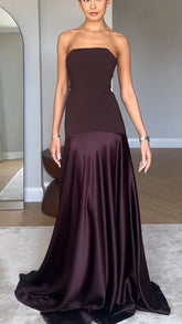 Strapless Patchwork Evening Gown for a Show-Stopping Night Out