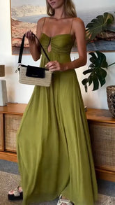 Effortless Elegant Hollow-Out Dress with Adjustable Straps
