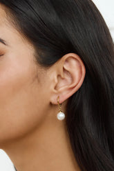 Gold Hoop Earrings with Dangle Pearl for Timeless Elegance