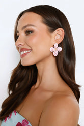 Pink Acrylic Flower Stud Earrings for a Playful Everyday Look