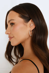 Sparkling Square Hoop Earrings in Gold with Dazzling Diamantes