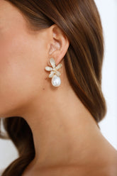 Sunlit Siren Earrings with Faux Pearl & Diamante Flower Design