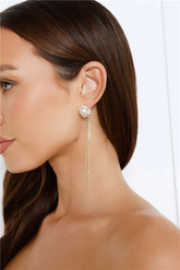 Sparkling Dangle Earrings with Crystal Glass & Gold Plated Finish