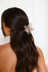 Clear Pink Flower Claw Clip for Effortless Tropical Hairstyles