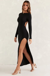 Ultra Sleek Maxi Dress with Thigh High Split for Effortless Allure