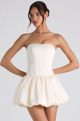 Satin Bubble Hem Dress with Corset Bodice for Effortless Evening Style