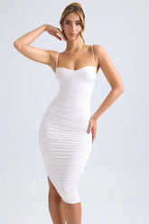 Slinky Ruching Midi Dress for a Sculpted Sweetheart Silhouette