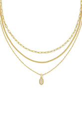 Iridescent Drusy Gold Triple Strand Necklace for Effortlessly Layered Style