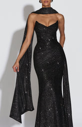 Black Sparkle Evening Shawl for Elegant Outfit Glamour