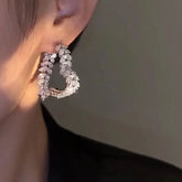 Sparkling Wheat Ear Cross Heart Earrings - Delicate Statement Jewelry