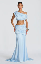 Elegant Pleated Maxi Skirt with a Subtle Train for Glamorous Evenings