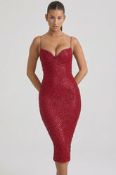 Sparkling Glitter Midi Dress for a Figure-Flattering Party Look