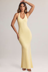Butter-Soft Halterneck Maxi Dress with Stunning Open Back