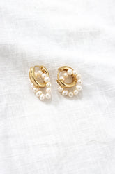 Pearl Embellished Hoop Earrings with Lever Back Closure