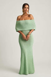 Off-Shoulder Bouclé Maxi Dress for Effortless Summer Evenings