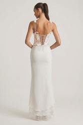 Statement Lace-Up Back Maxi Dress with Sparkling Corset Embellishment