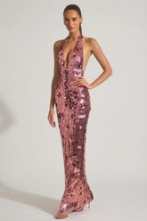 Show-Stopping Sequin Maxi Dress with 3D Floral Embellishments