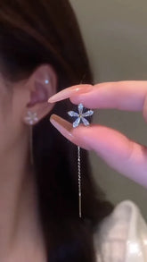 Flowing Tassel Earrings with Delicate Floral Accents for a Romantic Look