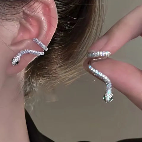 Fierce Rhinestone Snake Stud Earrings for Edgy Glamour & Bold Style