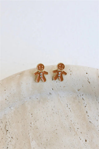 Festive Gold Gingerbread Man Earrings for Holiday Style