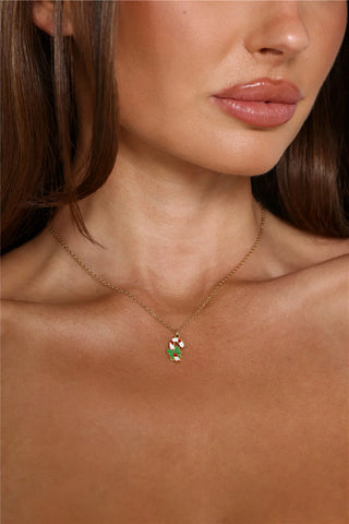 Gold Candy Cane Charm Necklace for Festive Holiday Style