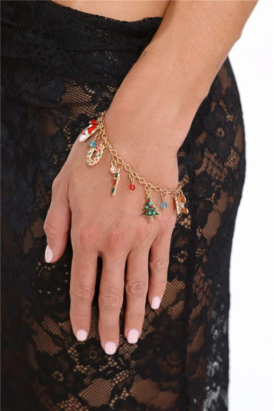 Festive Gold Charm Bracelet for Holiday Magic and Everyday Sparkle