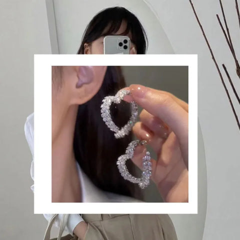 Sparkling Wheat Ear Cross Heart Earrings - Delicate Statement Jewelry