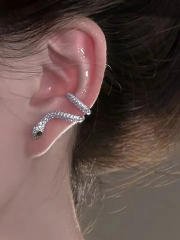 Fierce Rhinestone Snake Stud Earrings for Edgy Glamour & Bold Style