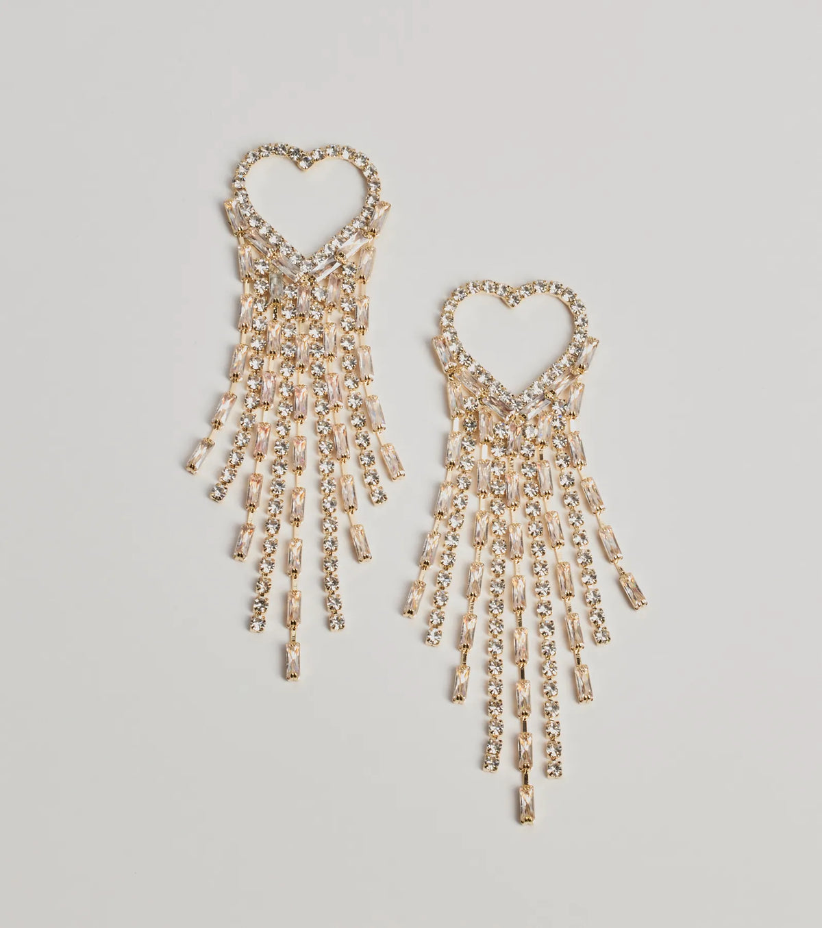 Sparkling Heart Fringe Earrings for a Dazzling Night Out
