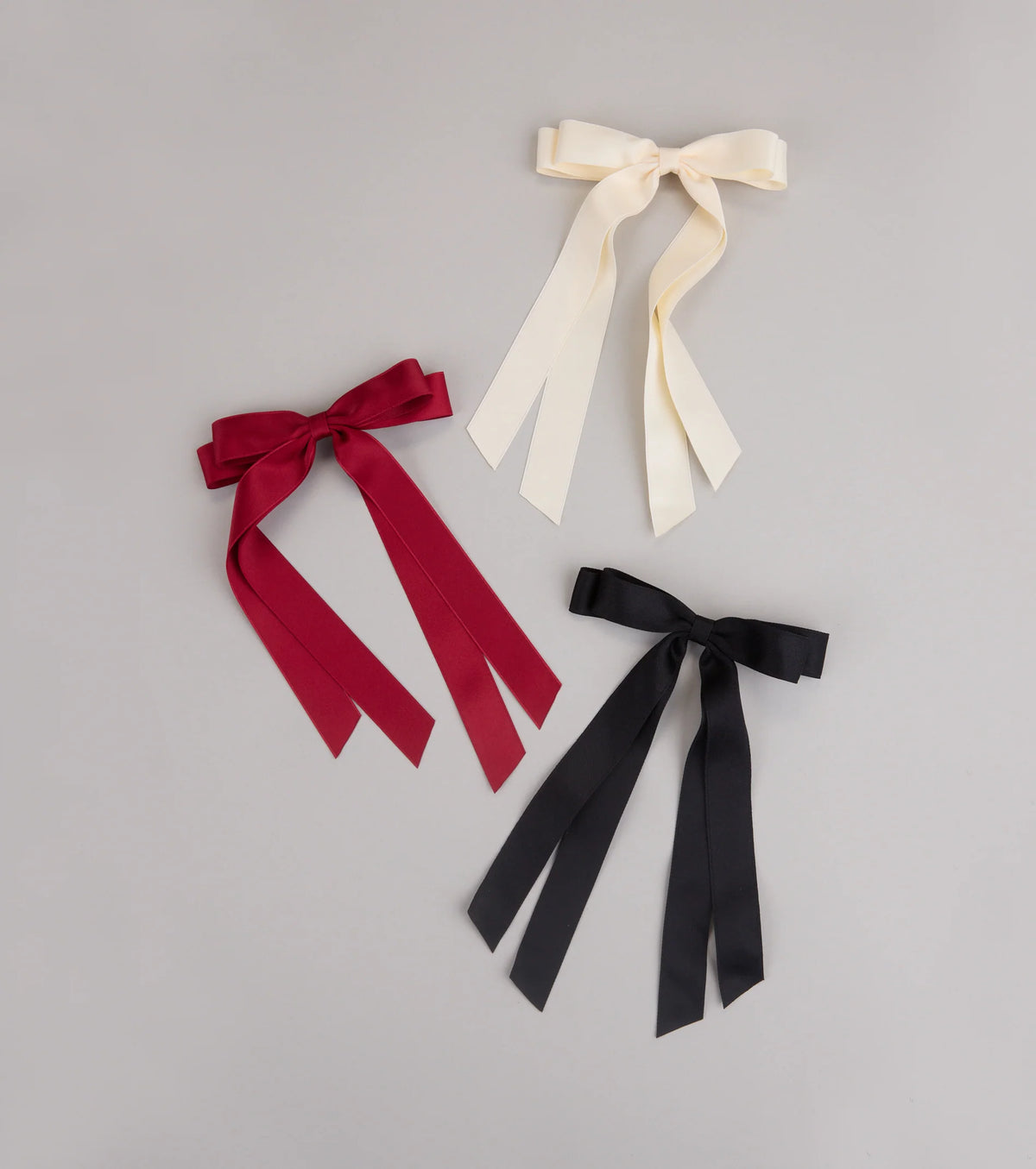 Chic Ribbon Hair Bow Trio Set for Playful Polished Ponytails