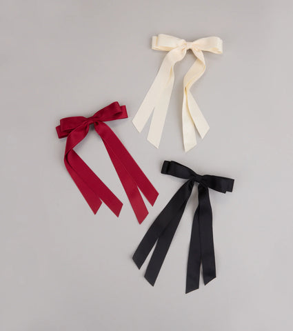 Chic Ribbon Hair Bow Trio Set for Playful Polished Ponytails