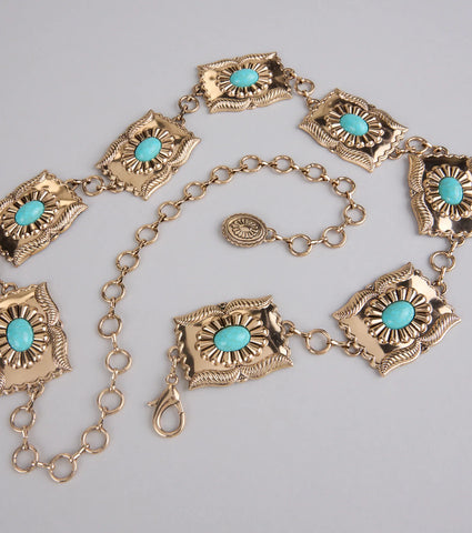 Western Chain Belt with Engraved Conchos for Cowgirl Attitude