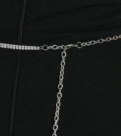 Sparkling Rhinestone Teardrop Chain Belt for Evening Glamour