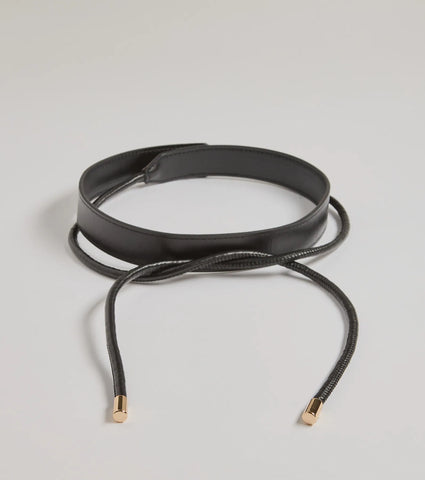 Faux Leather Tie-Front Belt for a Sleek and Polished Look