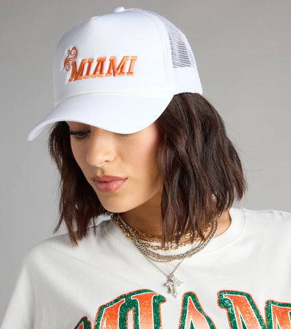 Miami Trucker Hat with Breathable Mesh for Effortless Game Day Style