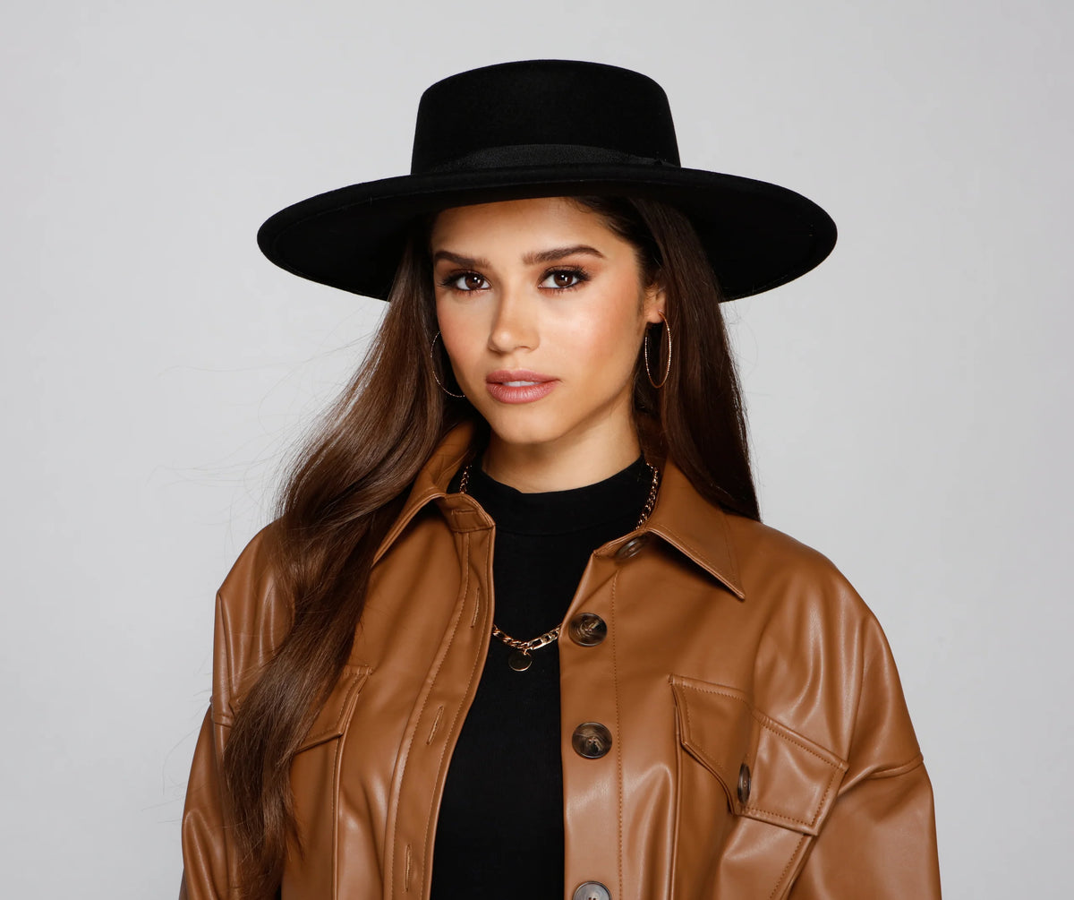 Faux Wool Boater Hat for Effortless Everyday Style