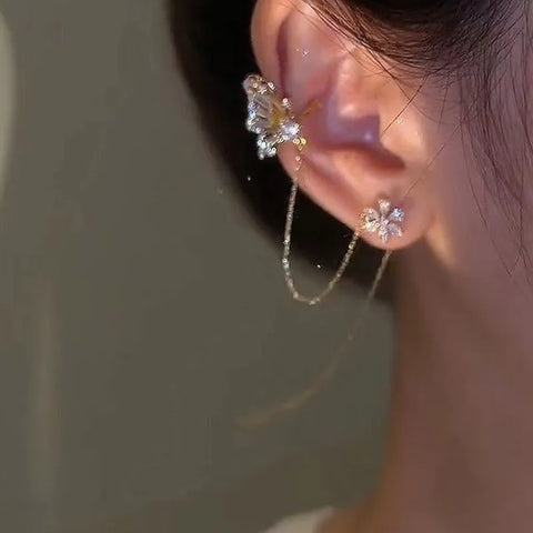 Whimsical Butterfly Flower Ear Cuff for a Touch of Enchanted Elegance