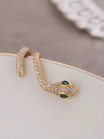 Fierce Rhinestone Snake Stud Earrings for Edgy Glamour & Bold Style