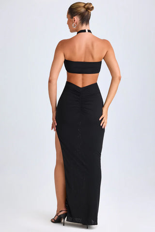 Sultry Halter Maxi Dress with Cut-Out Detail for Evening Glamour