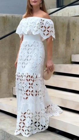 Elegant One-Shoulder Hollow Stitch Dress for Women