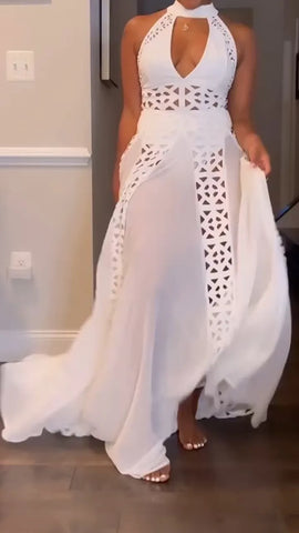 Elegant Hollow Splicing Evening Dress for a Show-Stopping Night Out