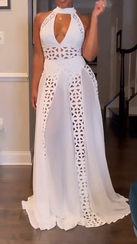 Elegant Hollow Splicing Evening Dress for a Show-Stopping Night Out