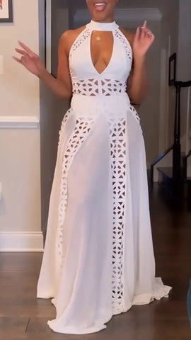 Elegant Hollow Splicing Evening Dress for a Show-Stopping Night Out