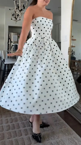 Polka Dot Strapless Maxi Dress for Elegant Summer Evenings